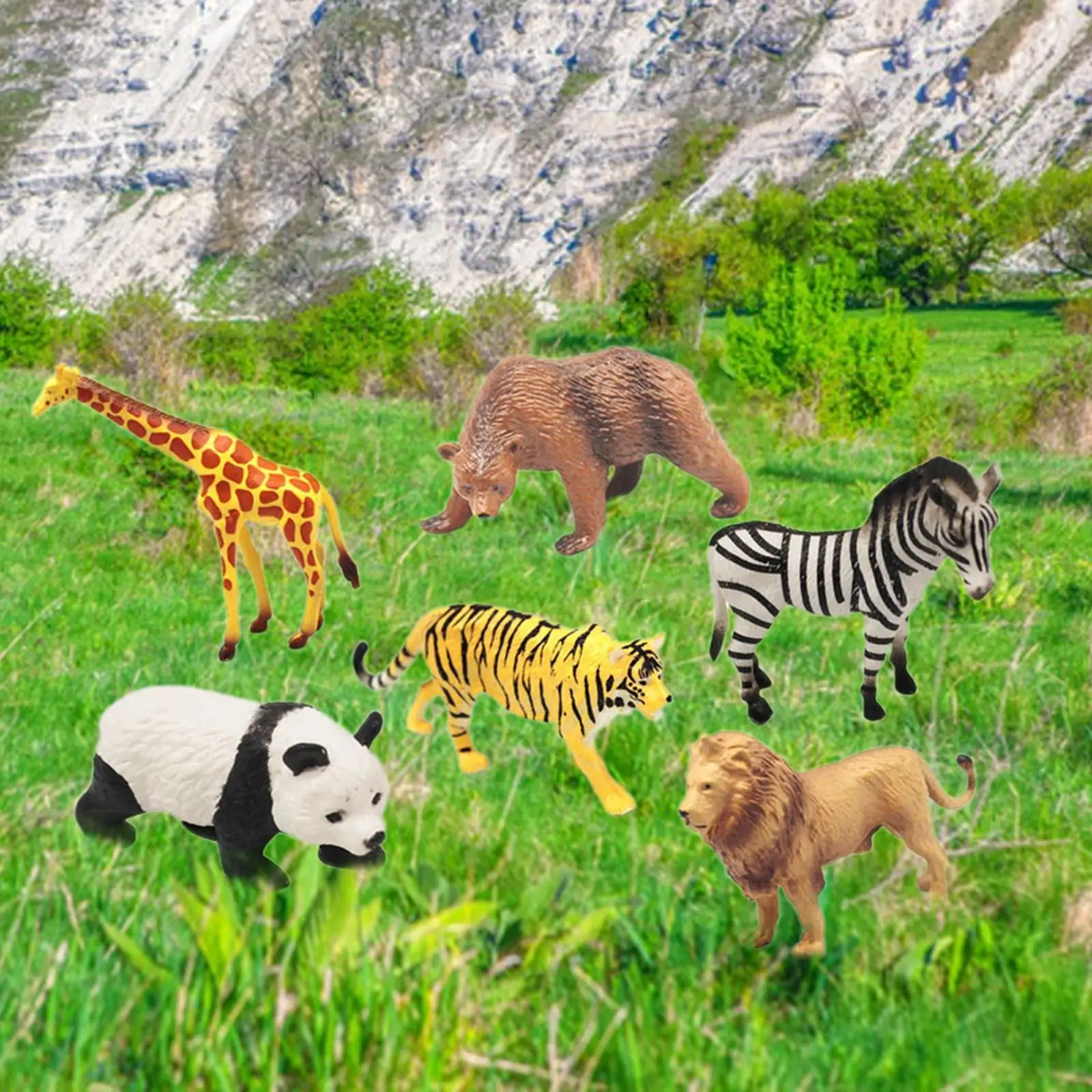 6Pcs Zoo Animals Figures Woodland Animals Model Collectibles Wildlife Animals Figure Toy for Party Favor Easter Gift Decor