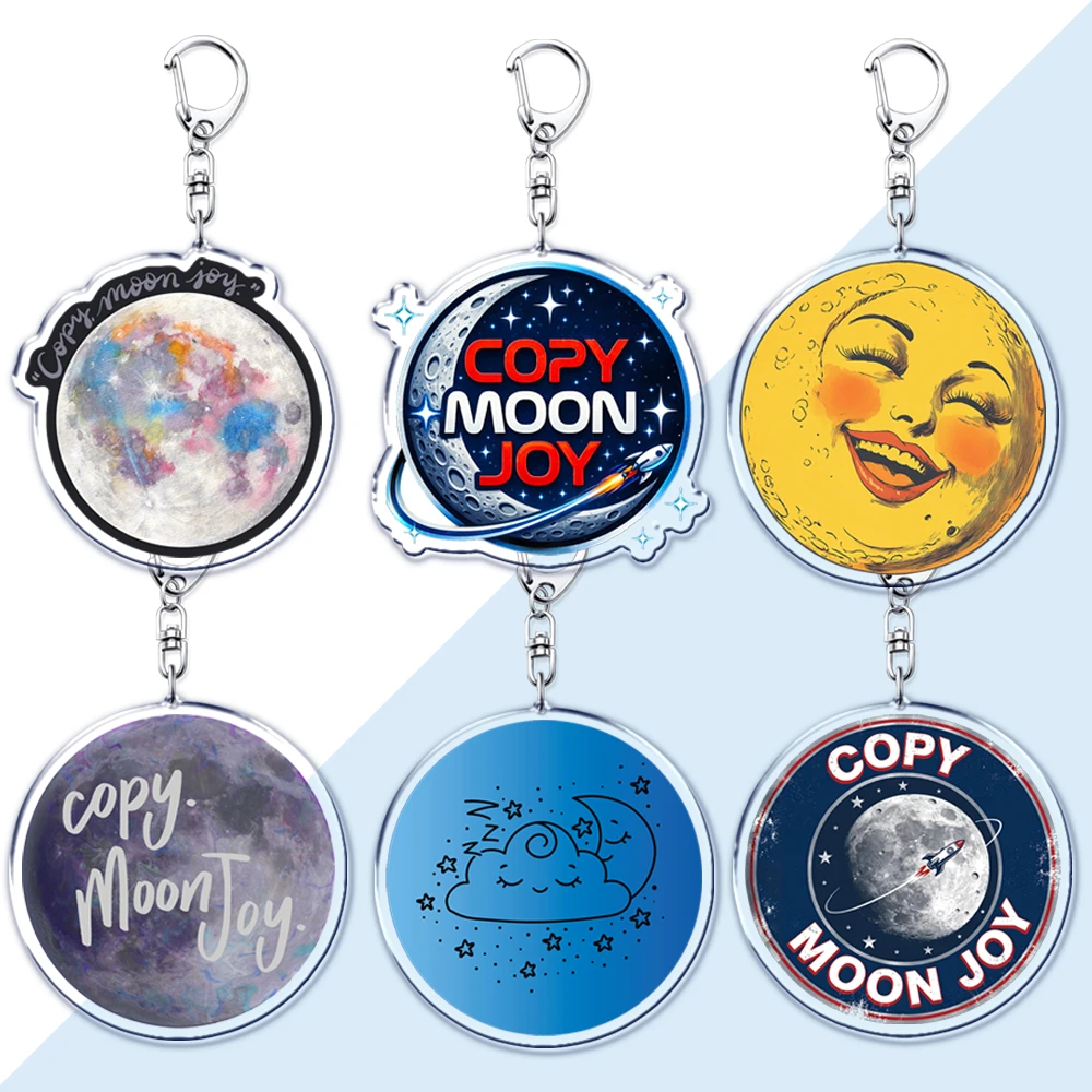Copy Moon Joy Keychains Astronaut Galaxy Night Sky Keyring for Accessories Bag Moonchild Key Chain Ring Jewelry Fans Gifts