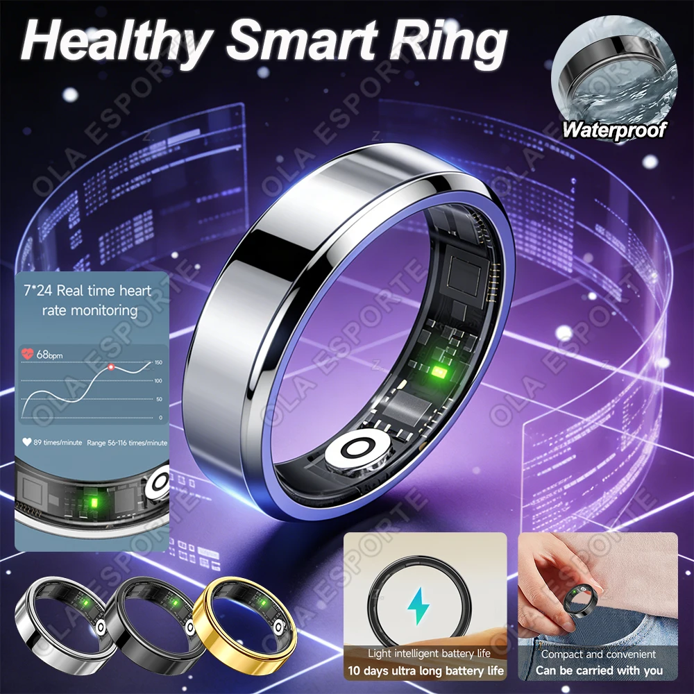 

2026 New Smart Ring IP68&5ATM Waterproof Multiple Sports Modes Heart Rate Sleep Monitoring Smart Ring For Men Women Fashion Ring