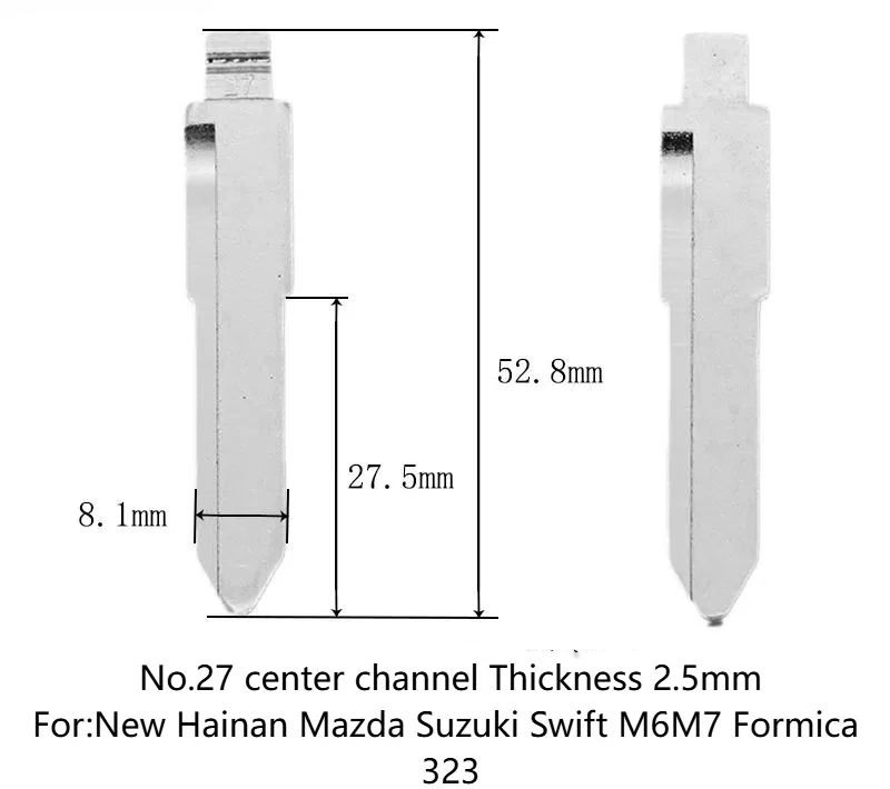

10pcs 27# Key Blanks Metal Uncut Blank Flip Remote Key Blade For New Hainan Mazda Suzuki Swift M6M7 Formica 323 KD Xhorse VVDI J