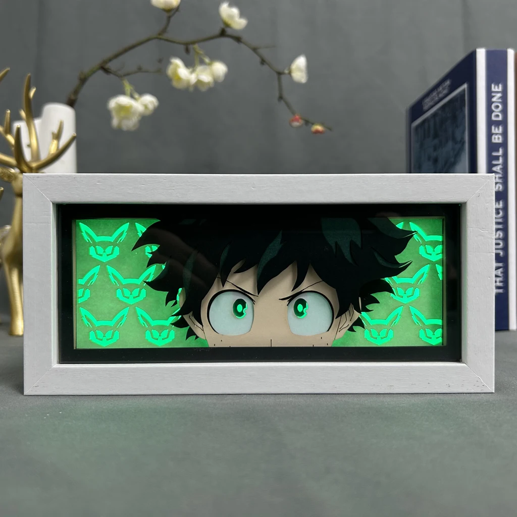 Anime Decoration Light Box My Hero Academia Bedroom Decor Manga Papercut Lamp For Children\'s Room Izuku Lightbox Gaming Lighting