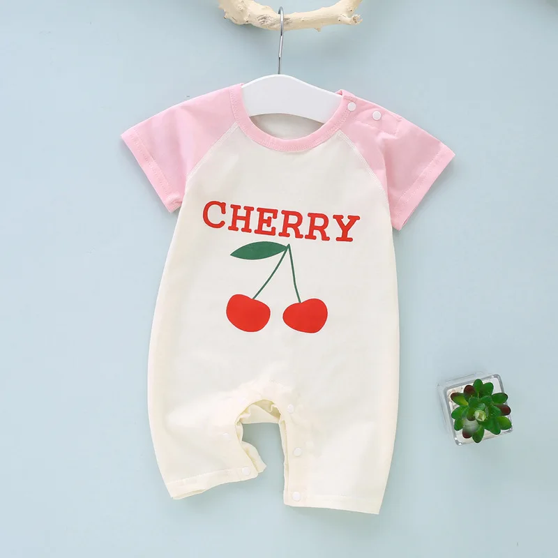 Summer Baby Boy Romper Cartoon Cotton Climbing Suit Infant Jumpsuit Toddler Girl Clothing Short Sleeve Tracksuit Chldren A1021