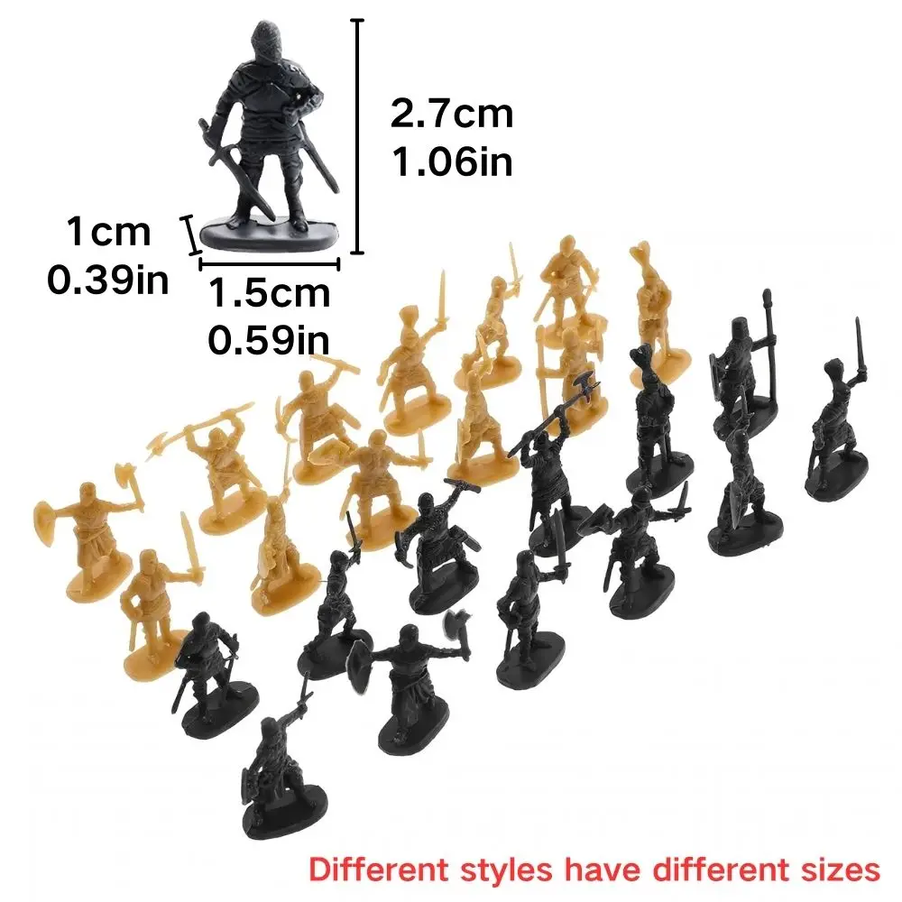 30/100pcs 1.06inch Medieval Soldier Model Color Mixed Role Playing Doll Sand Table Scenario Exercise Collection YMY