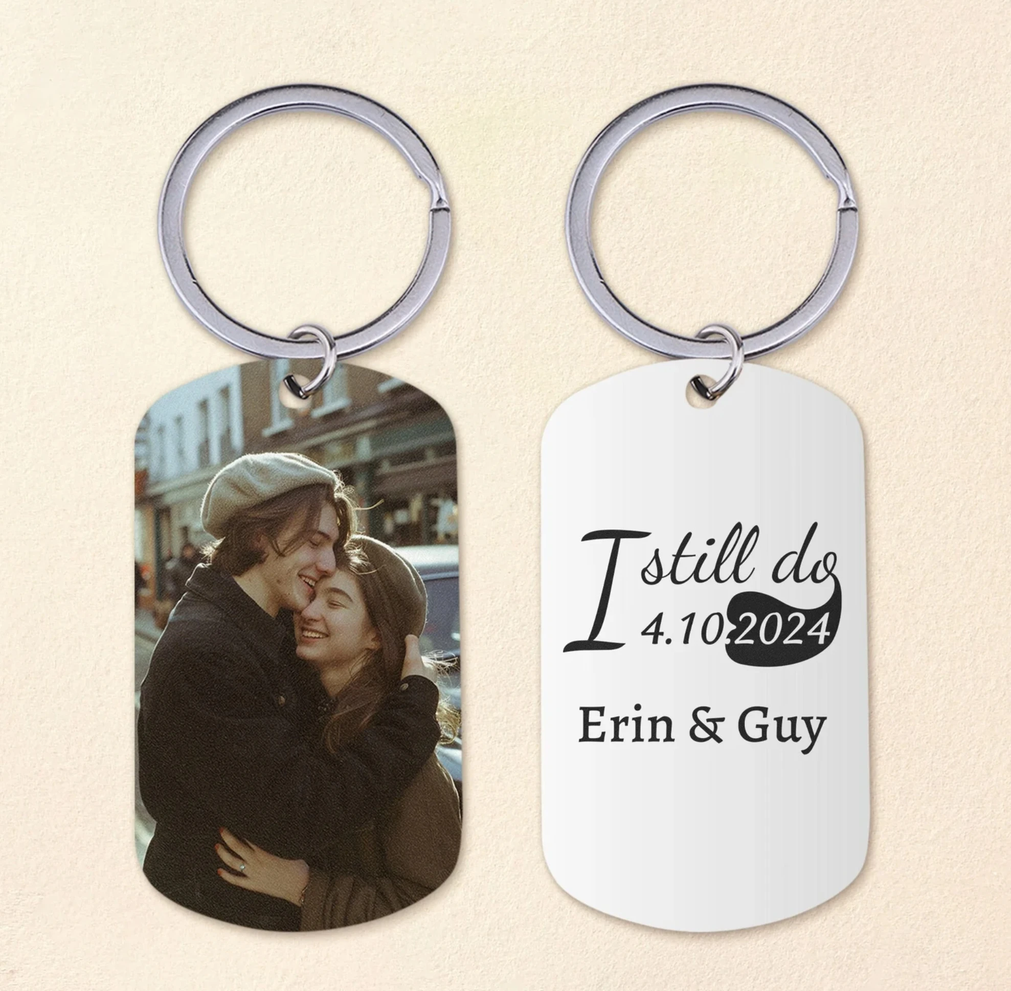 

Personalized Valentine's Day Doubled Sided Picture Keychain Custom Picture Text Key Chains For 1st Anniversary friends Gifts