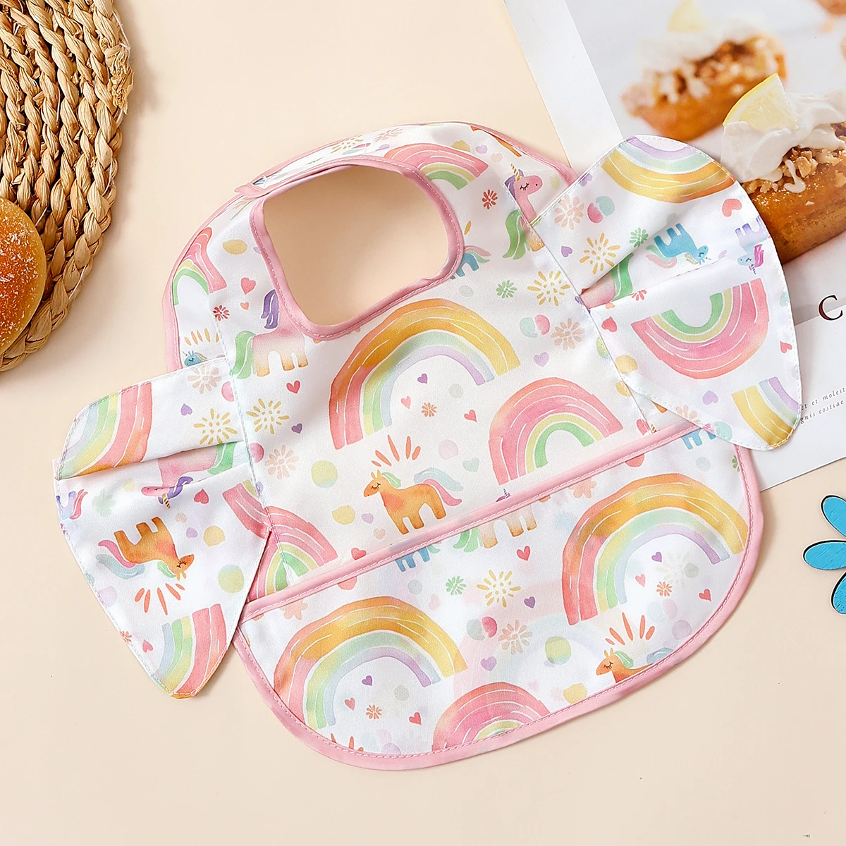 

Elinfant Waterproof Baby Bibs Cute Print Burp Cloth Children Feeding Eating Bibs,Playing Painting Aprons Feeding Essentials