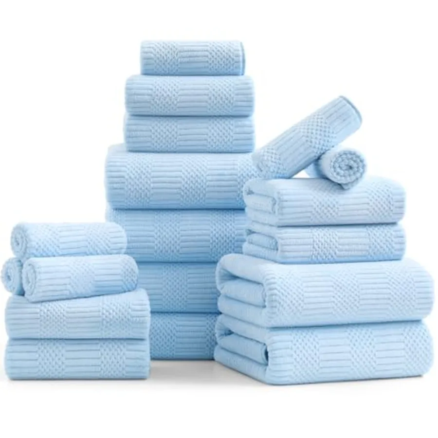 

Набор из 8 тканых полотенец для всей семьи: 6 больших полотенец для рук, 6 мягких полотенец из микрофибры, впитывающие полотенца для душа, полотенца для сушки волос и для стульев.