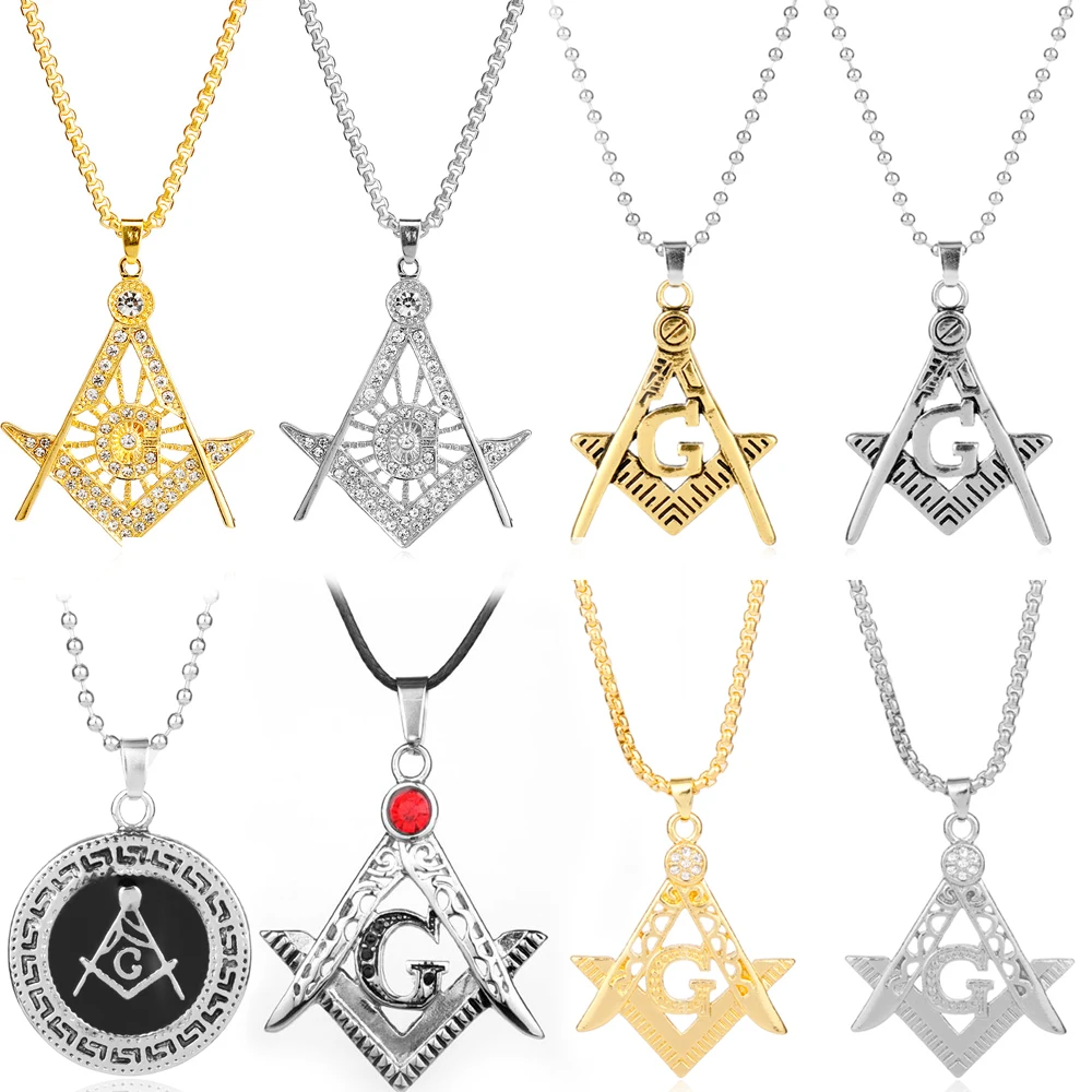 Hip Hop Stainless Steel Men's Fashion Jewelry Necklaces Master Masonic Logo Pendant Necklace Trendy Jewelry Unisex Gift souvenir