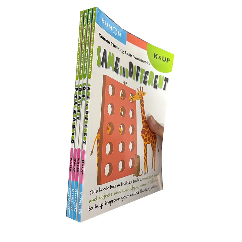 

4 книги в наборе Kumon, рабочие тетради для навыков мышления, упражнения K & UP на английском языке, детские дошкольные образовательные логические книги для творчества, английские книги