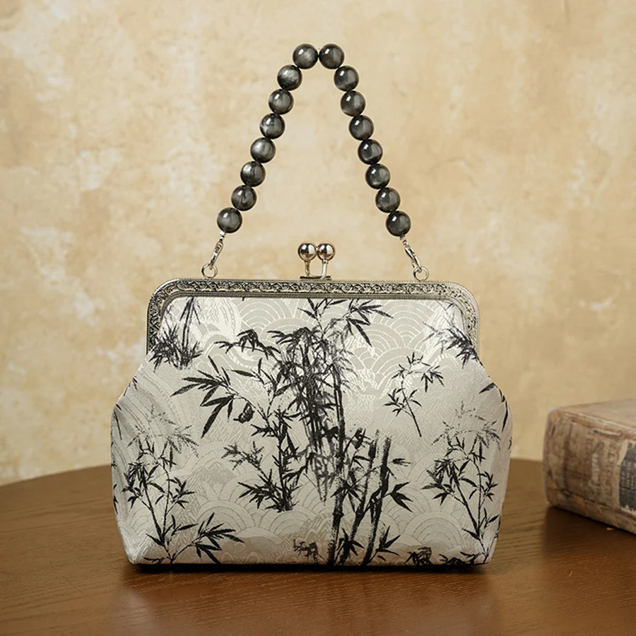 

Бамбуковая застежка для кошелька с принтом, сумка с застежкой-поцелуем, металлическая рамка для сумочек для рукоделия, кошелек с цепочками из бисера, сумки через плечо