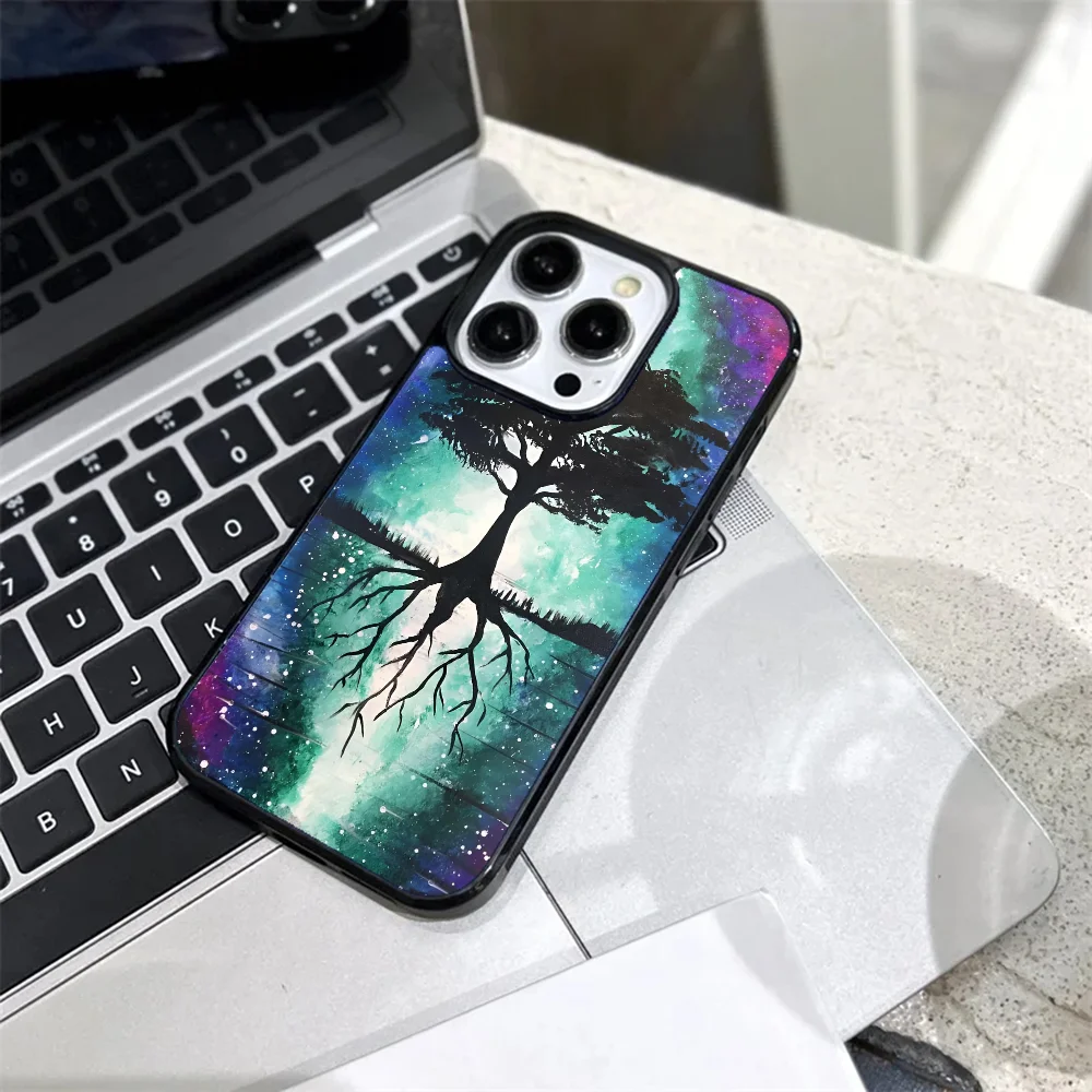 Tree Of Life Space Galaxy Stars Phone Case Strong Magnetic For IPhone 15 14 13 Pro Max 11 12 Mini Alex Mirror For Magsafe