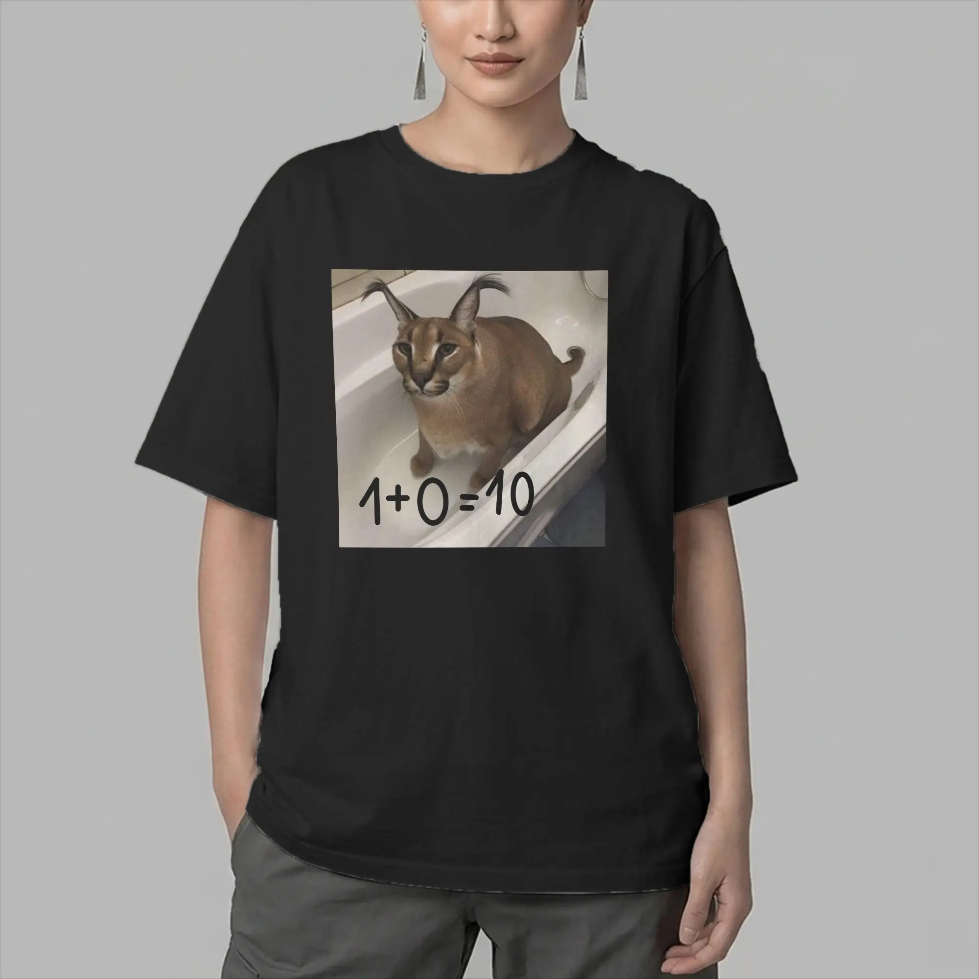 Men Floppa Cat Caracals Good at Math T Shirt  Cotton Clothing Vintage Short Sleeve Round Collar Tee Shirt 4XL 5XL T-Shirt
