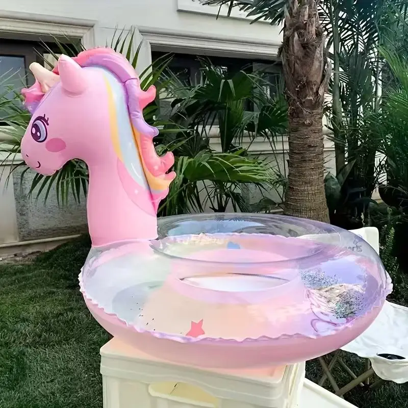 Flotador inflable para piscina con unicornio arcoíris, diseño brillante para piscinas, playas y fiestas de verano, 1 ud.
