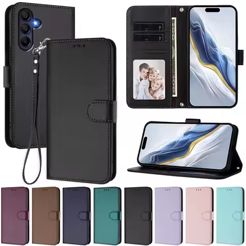 Solid Color Wallet Leather Flip Case For Samsung Galaxy A12 A22 A32 A42 A52 A72 A11 A21S A31 A41 A51 A71 A30 A50 A70 Phone Cover