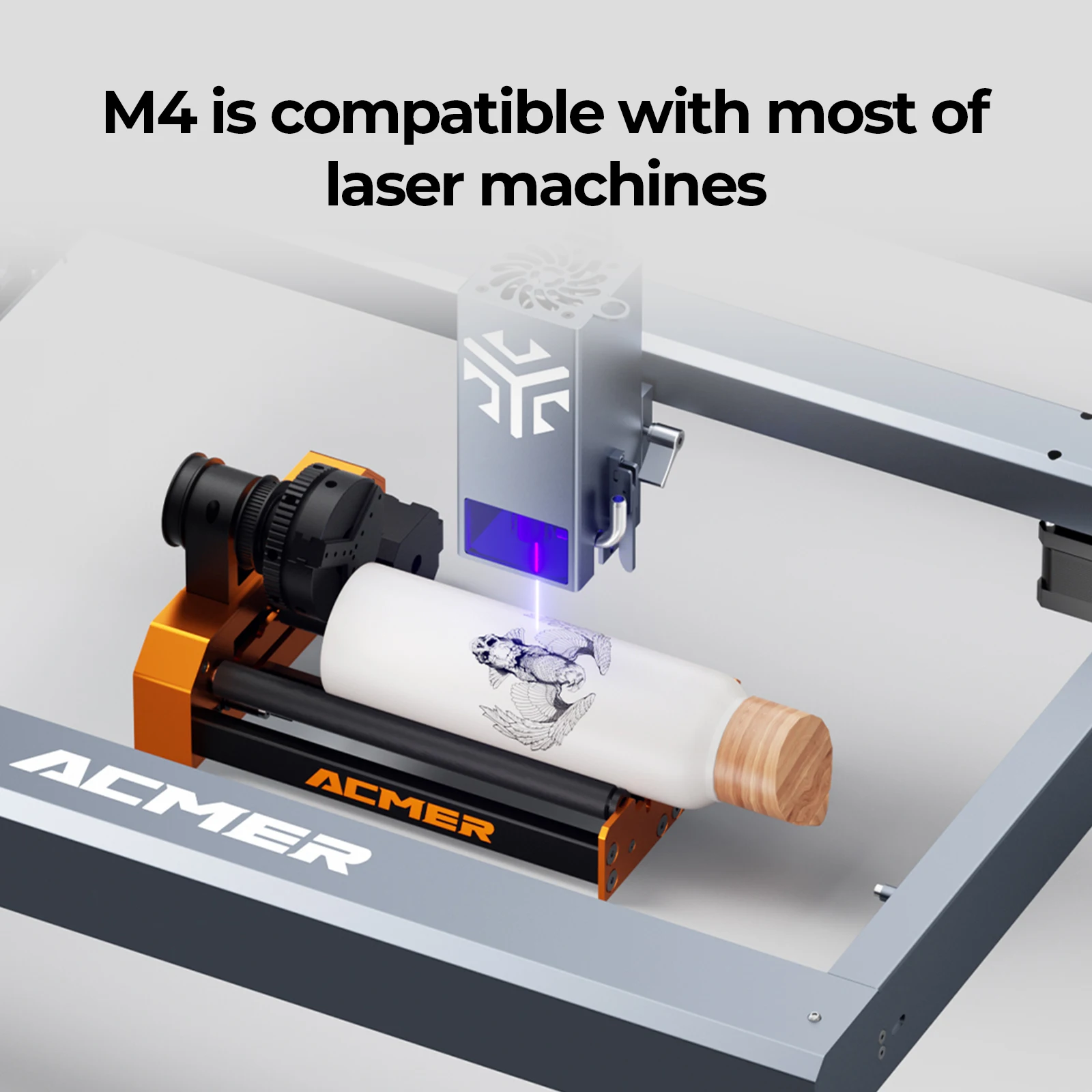 Mandril de rolo rotativo para gravador a laser ACMER M4 360 °   Diâmetro giratório 4-64mm clippable de 3 mandíbulas para objetos de superfície curvada de anel de copo