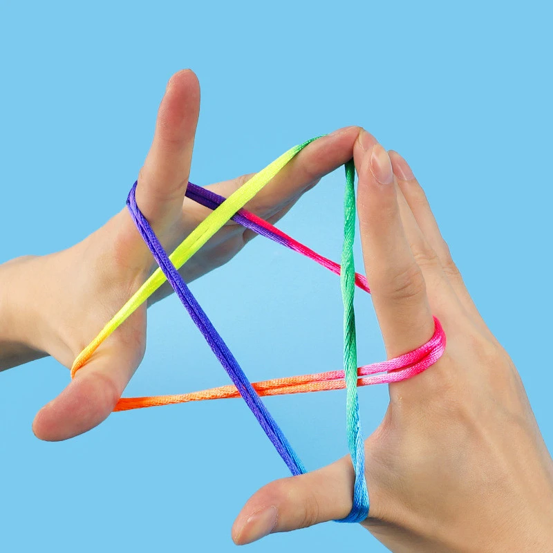 5Pcs 160cm Rainbow Color Cradle String Finger Games Nylon Rope Classic Rope Thread Toy Kids Montessori Learning Educational Toys