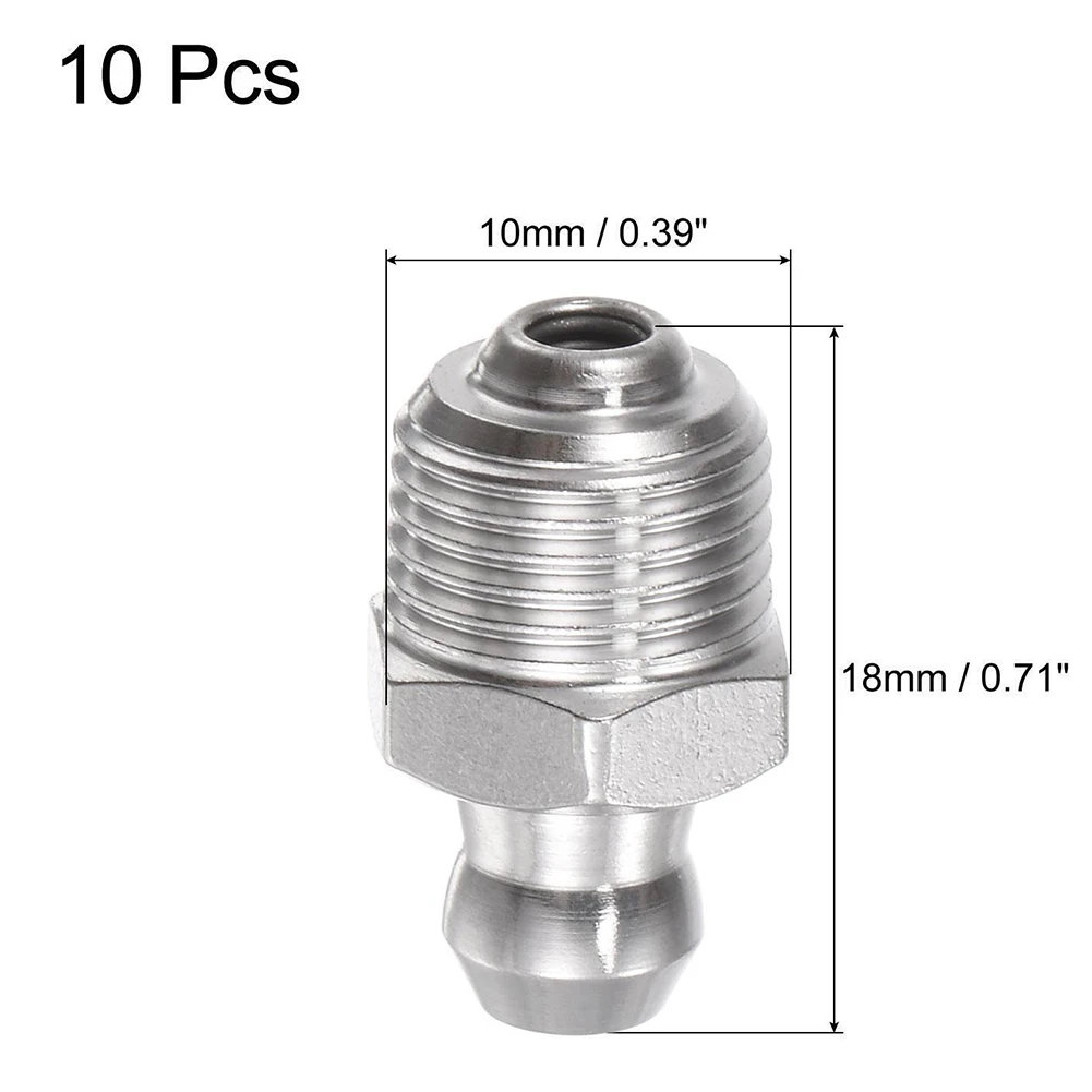 10pcs Straight Hydraulic Grease Fitting 1/8-28inch Thread 201 Stainless Steel Grease Accessories For Mechanical Parts