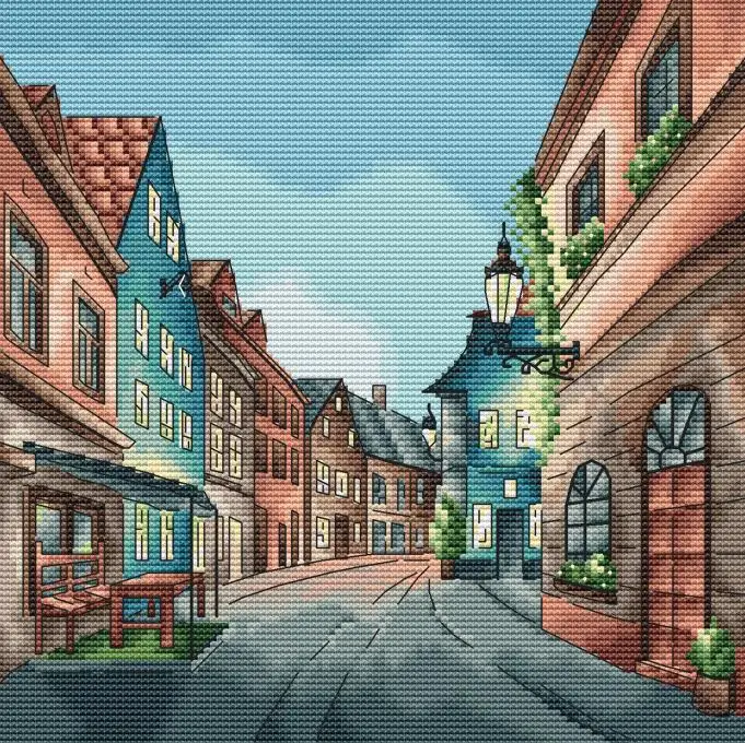 

Cross stitch Handmade 14CT Counted Canvas DIY,Cross-stitch kits,Embroidery sleepy town 32-32