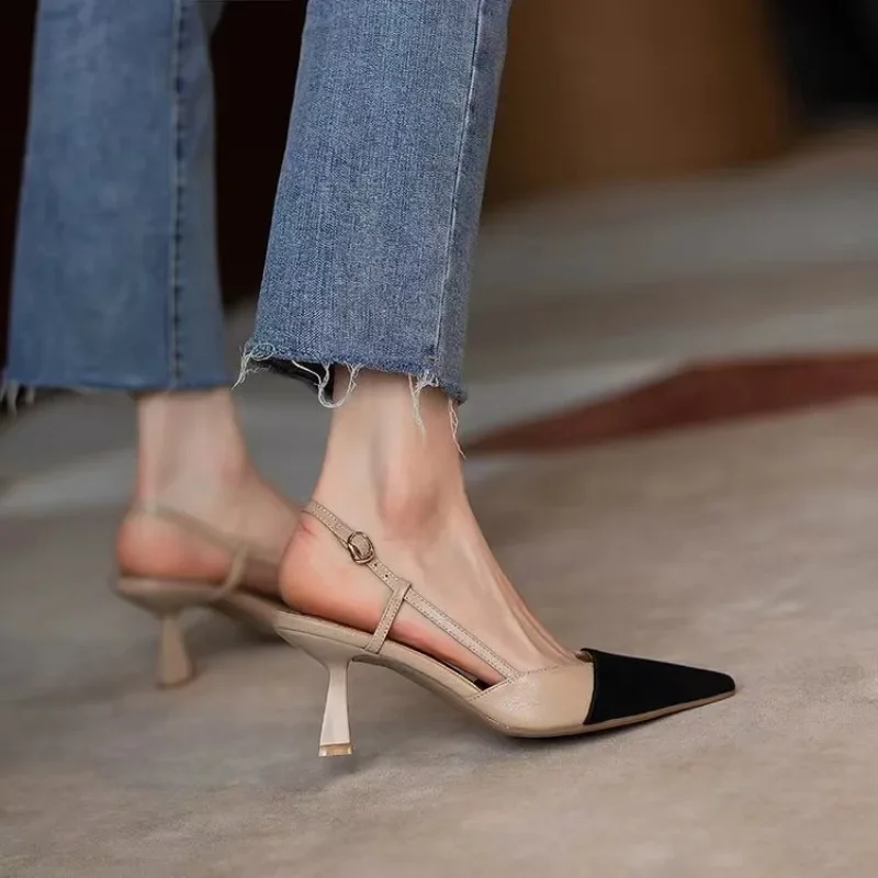 High Heels Summer 2024 New Arrival Fashion Buckle Pointed Heel Sandals Women Comfort Simplicity Stilettos Sandalias De Mujer