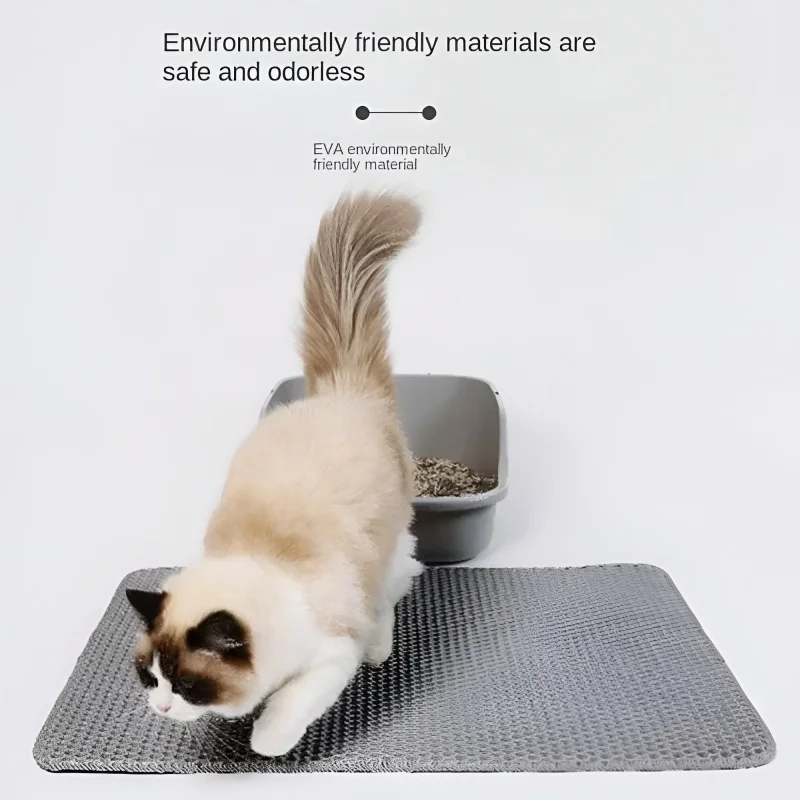 Cat litter mat, large EVA environmentally friendly double-layer non-slip cat litter mat cat toilet,cat accessories 70x120cm