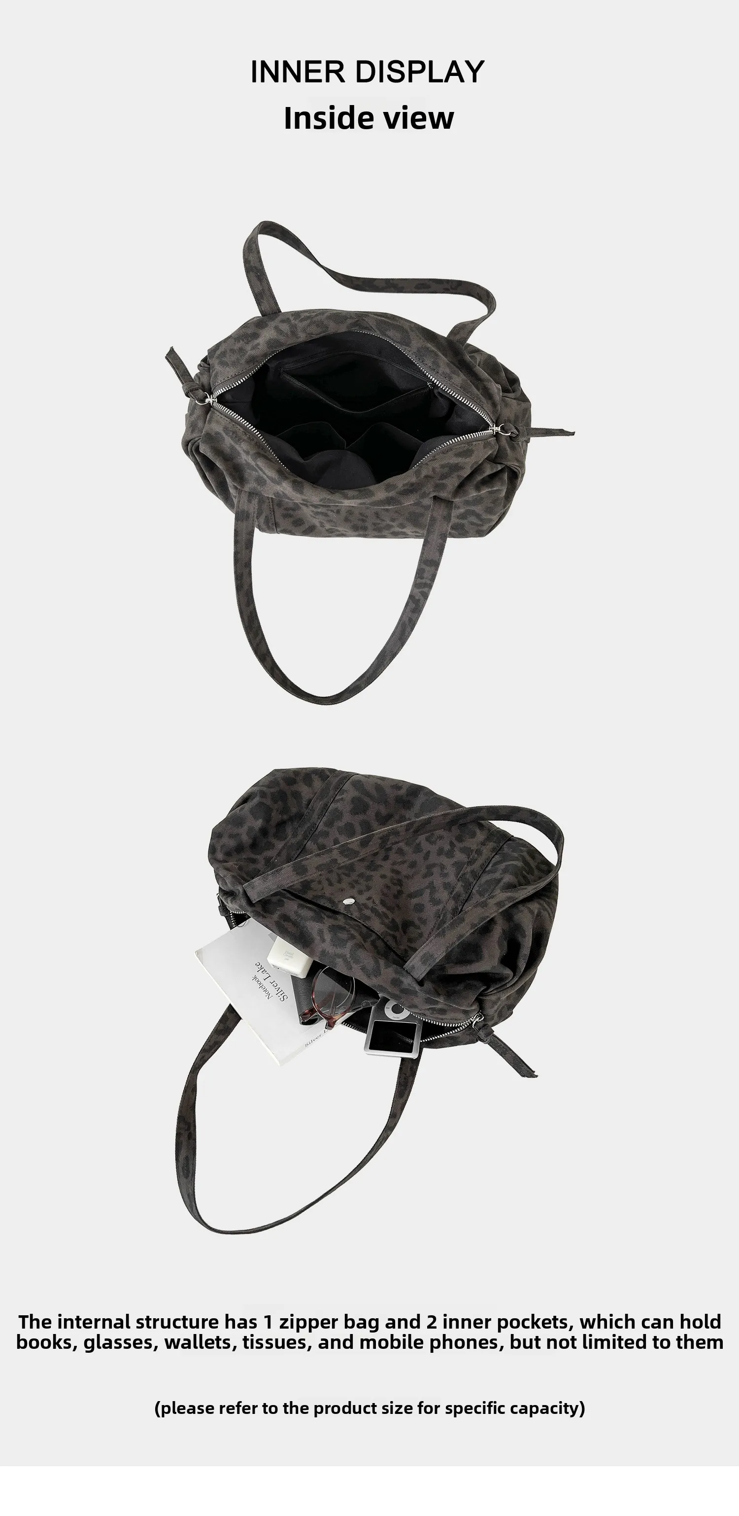 Wilde Leopardenmuster Nylon Umhängetasche Große Kapazität Multipocket Tote Bag Trendy Frauen Casual Geldbörse Guangzhou Hochwertige Tasche – Detail 7
