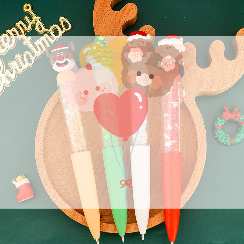 

Мультяшная рождественская шариковая ручка, милая ручка Санта-Клауса для студенческих канцелярских принадлежностей, подарок
