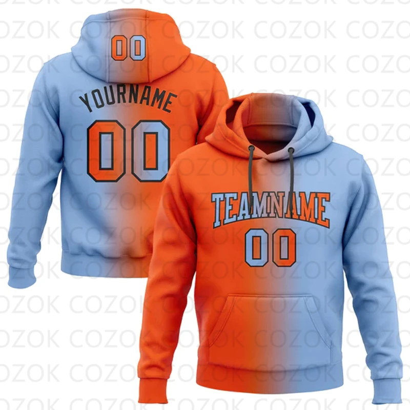 Customized Hoodie Blue Color splicing Jersey 3D Printed  Unisex Pullovers Hoodie Casual Sweatshirts