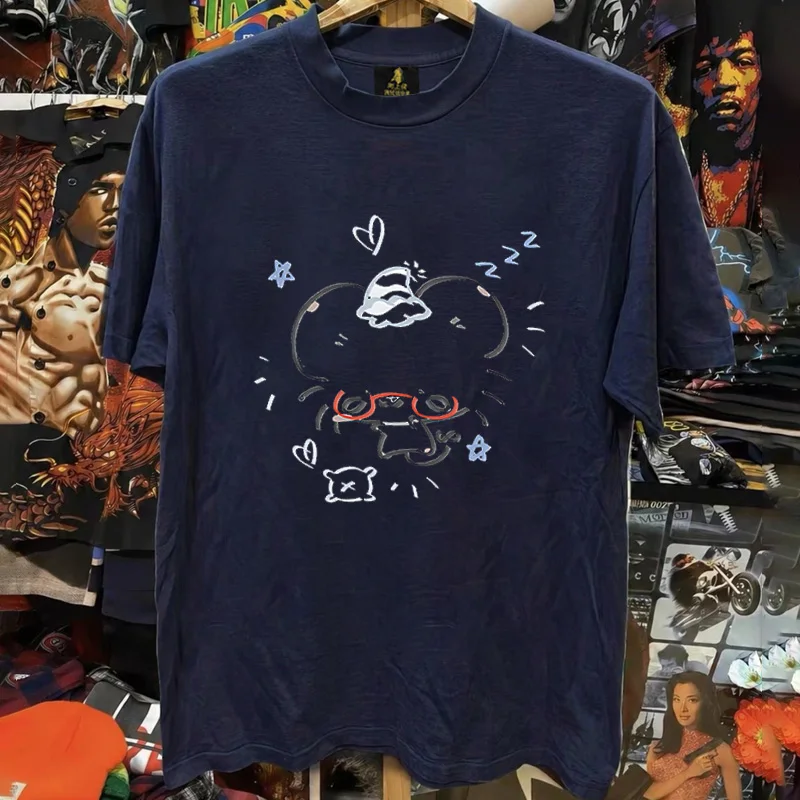Loose Fit Cotton T-Shirt Unisex Short Sleeve Double Thread UPUPXIA Hero Print Sweat Absorbent round Neck Casual Summer Top