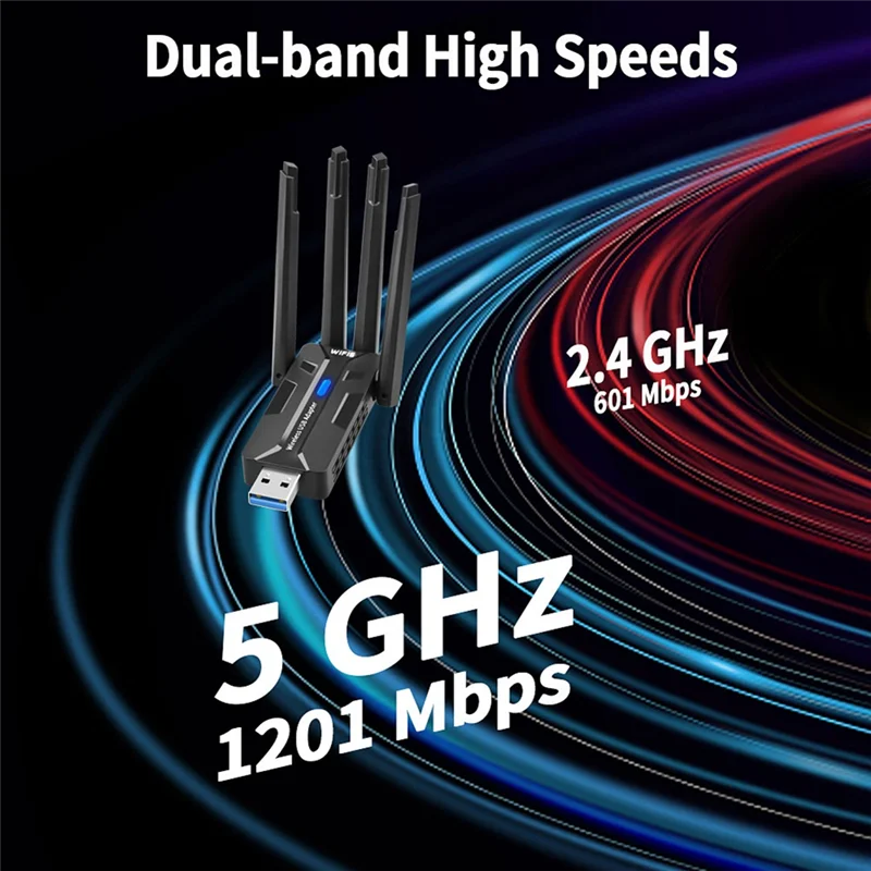 Ingenious-AX1800 Wifi6 1800Mbps محول بطاقة استقبال LAN اللاسلكية USB3.0 2.4Ghz 5Ghz ثنائي النطاق يدعم 4 X هوائيات