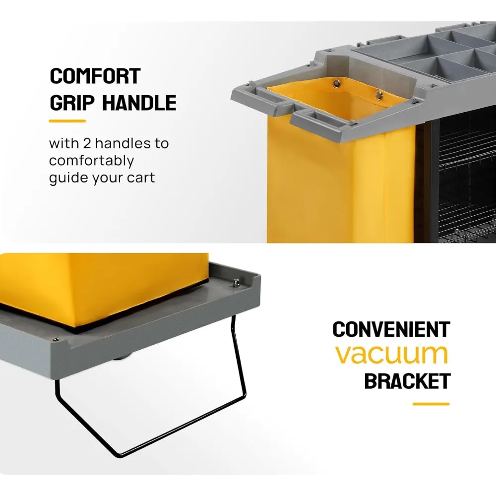 عربة التدبير المنزلي للفندق والعجلات، عربة التنظيف التجارية متعددة الوظائف بقدرة 154 رطلاً مع أكياس فينيل ذات سعة كبيرة، شركة