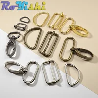 15pcs/set 15-38mm Mixed Color Metal Belt Buckle Set, D-ring Buckle, Rectangular Sliding Adjustment Buckle, Rotating Hook Buckle 2
