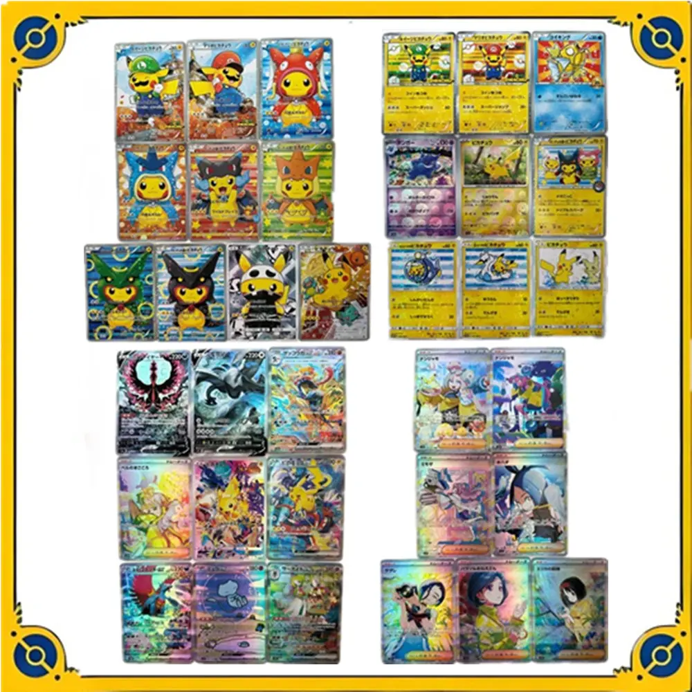 Cartas de juego de colección japonesa de Pokémon, 45 piezas, Ptcg, Pikachu, Cosplay, entrenador, personajes, Anime, brillante, juguete