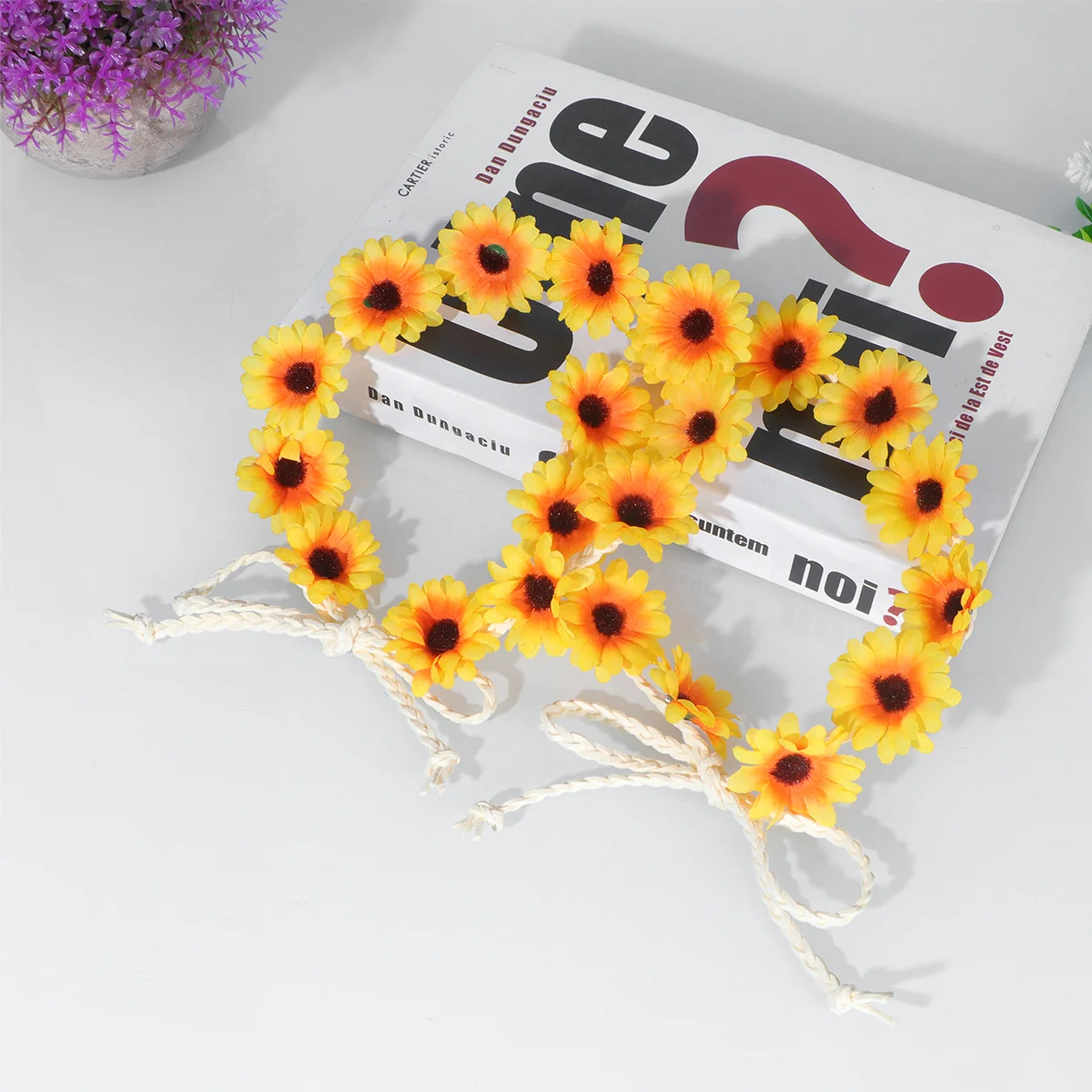 

8pcs Headbands Sun Flower Hair Band Floral Headwear Hair Accessories Hat Costume Decoration for Women Girls (11 Chrysanthemum, Y