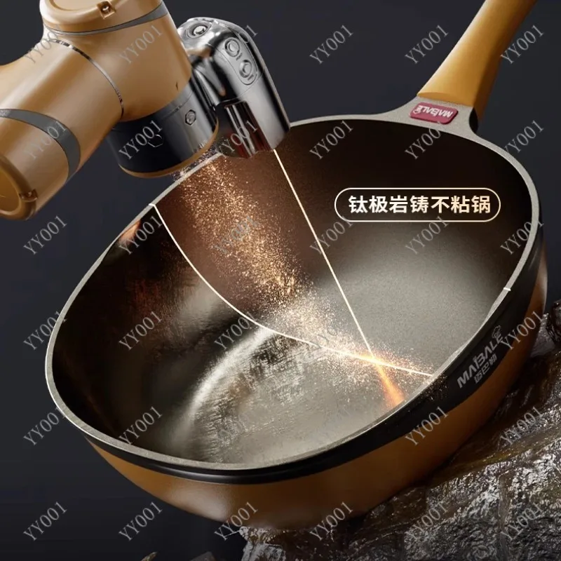 Household Non-Stick Titanium Wok Universal for Induction & Gas Stove Kitchen Cooking Cookware