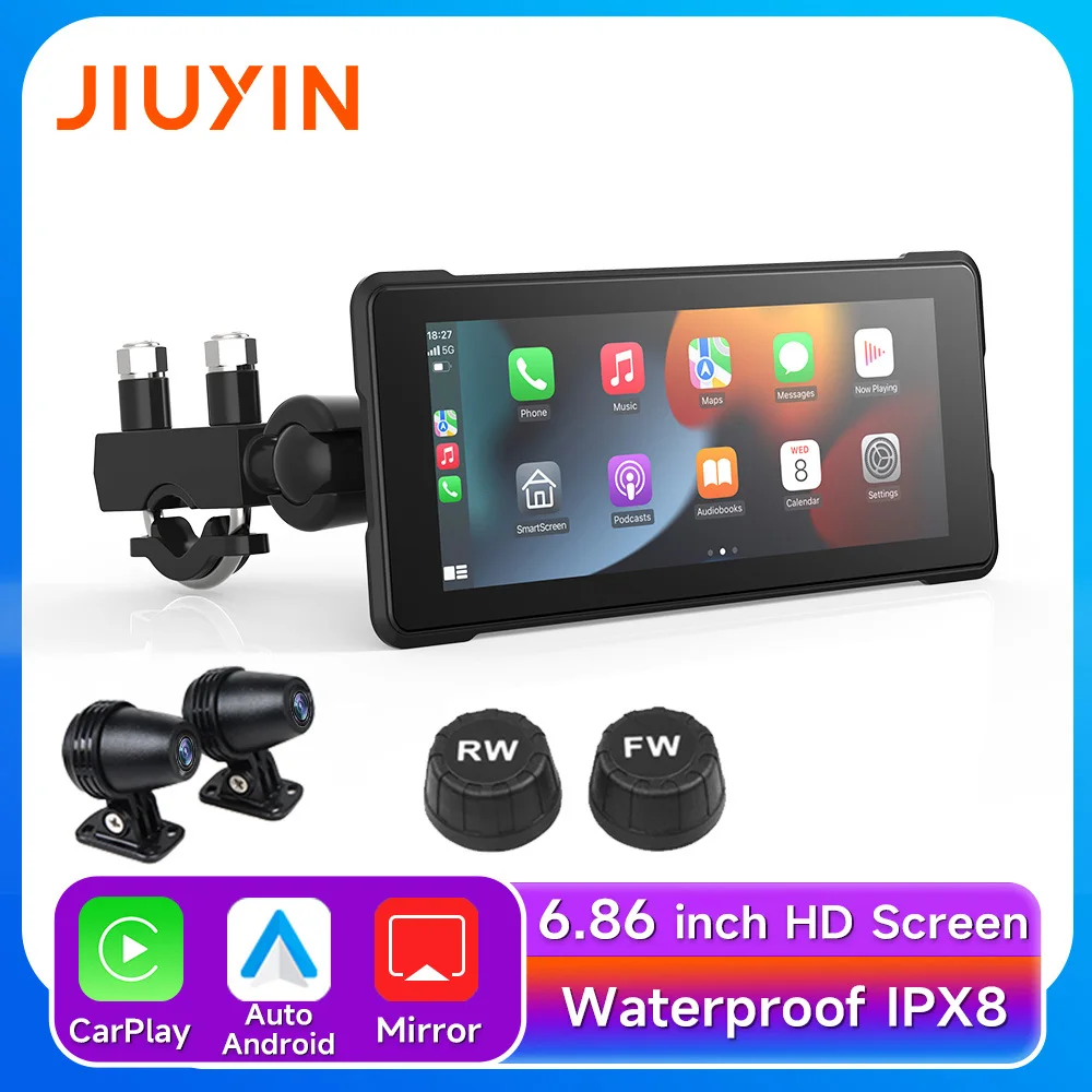 

Jiuyin6.86Inch Portable Motorcycle Navigation Gps Car Machine Screen Projection Carplay Tire Pressure Monitoring Ipx7 Waterproof