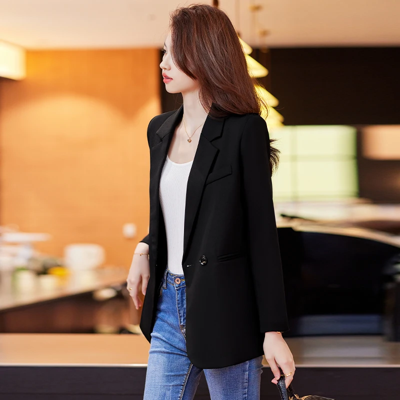 S-4XL Large Size New Arrival Autumn Winter Women Ladies Blazer Pink Black Coffee Female Long Sleeve Solid Casual Jacket Coat