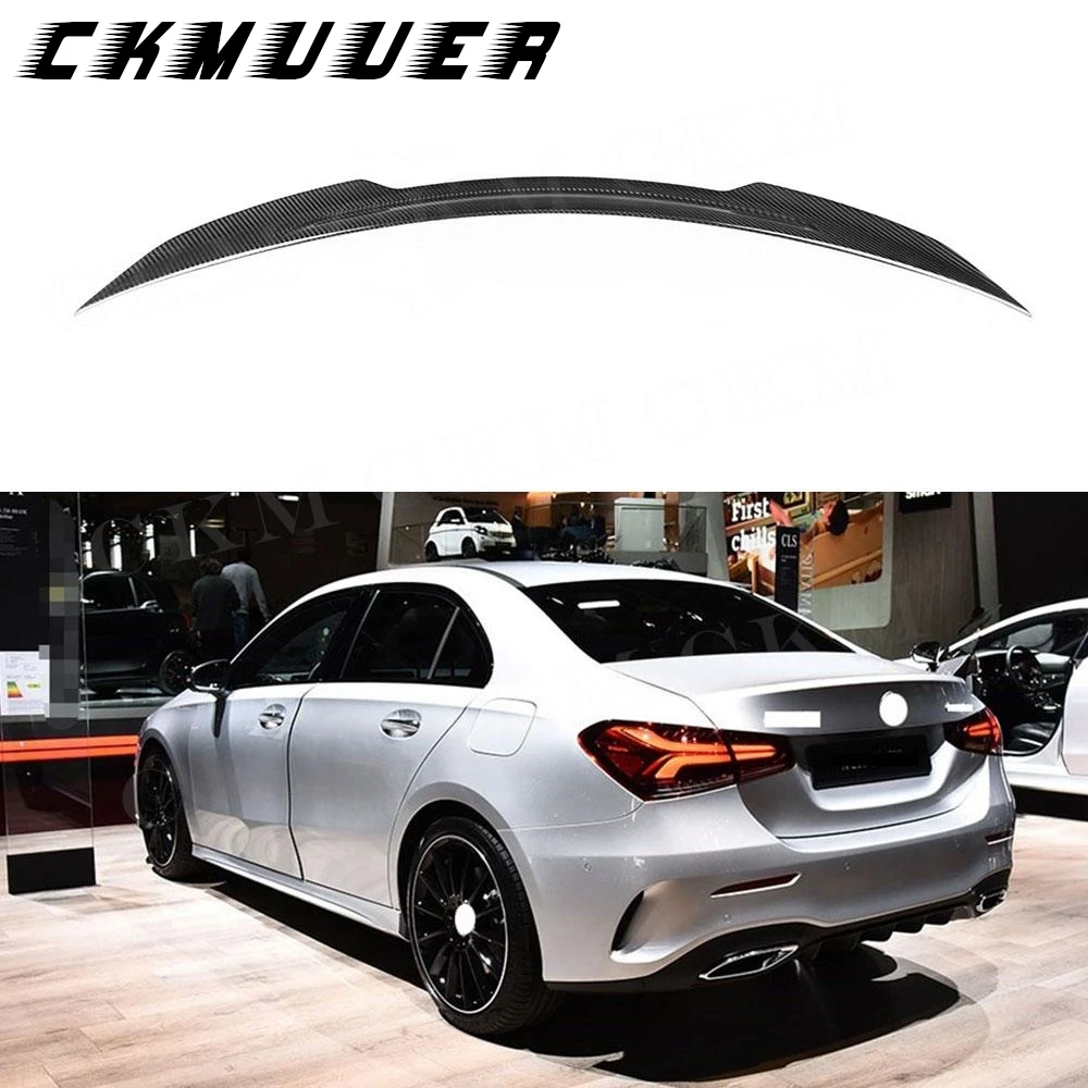 

CKMUUER Dry Carbon fiber Rear Boot Spoiler for Mercedes Benz A Class W177 A250 A35 AMG Sedan 2018 + Trunk Duck Spoiler Lid Wing