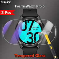 2Pcs For Mobvoi TicWatch Pro 5 Pro5 SmartWatch Ultra Slim Clear / Anti Purple Light 2.5D Tempered Glass Screen Protector Film