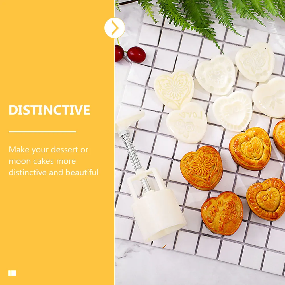 

Heart Shaped Mooncake Molds ABS Material Easy Demold Cleaning Home Baking Tools Pastry Maker Kitchen Utensil Valentine Day