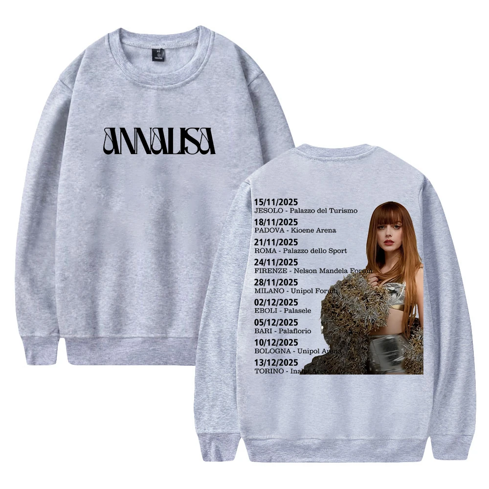 Annalisa Tour 2025 Merch cuello redondo manga larga ropa de calle hombres mujeres pulóver sudadera ropa de moda