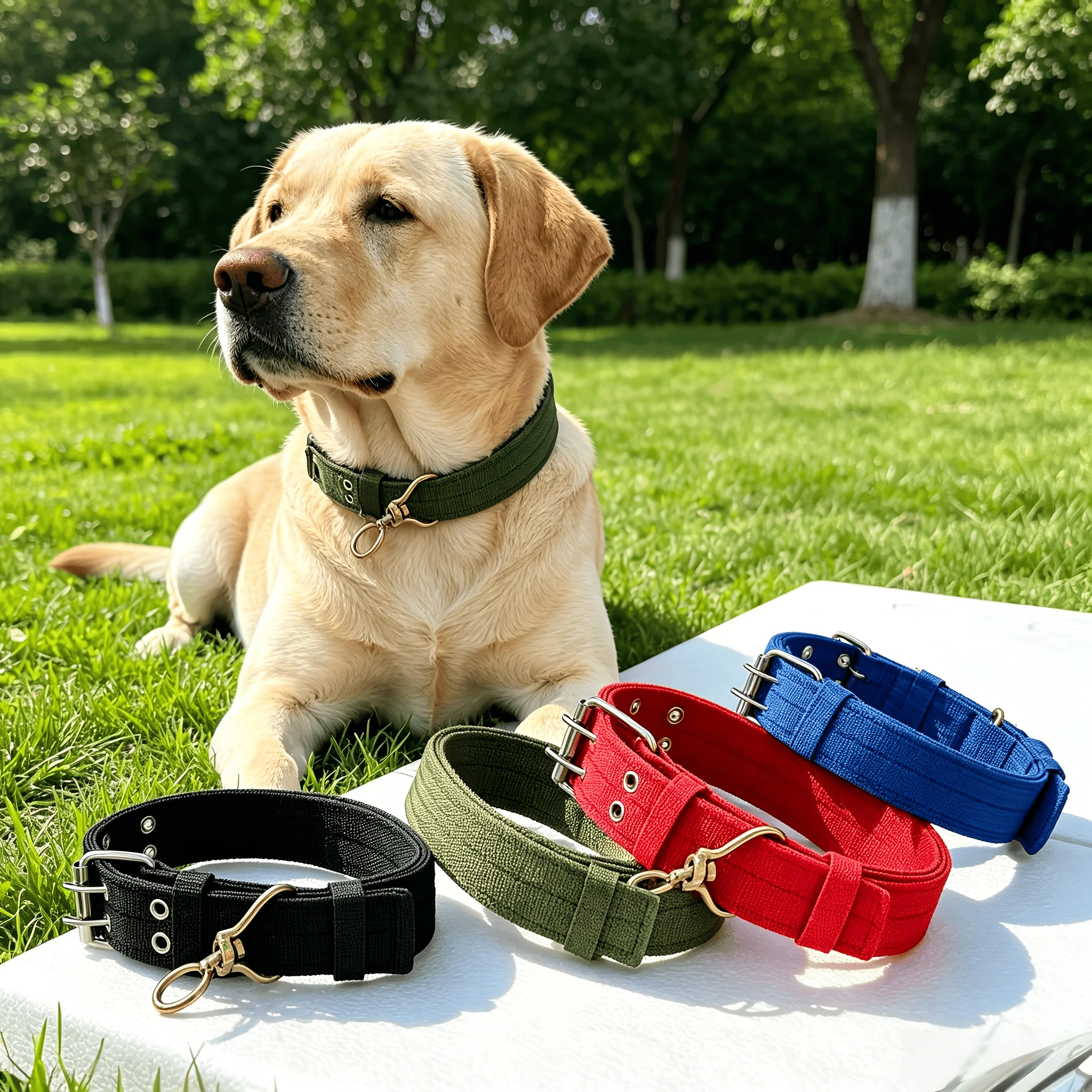 Medium Large Dog Anti‑Bite Protective Collar, Widened Rotatable Design, Four‑Layer Structure, Double‑Row Buckle Adjustable Fit