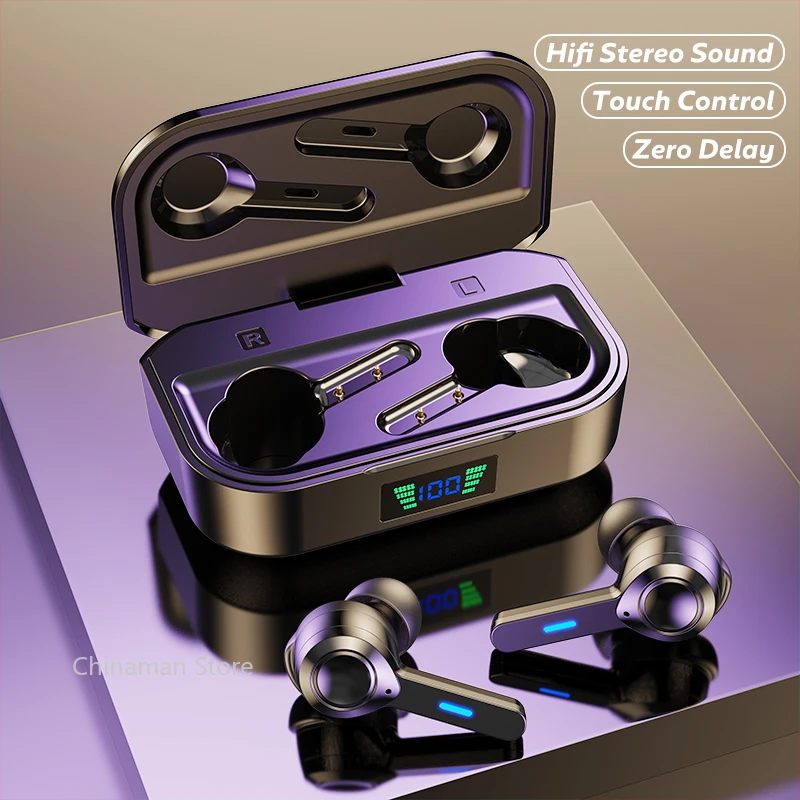 TWS bezprzewodowe słuchawki Bluetooth 5.0 LED etui z funkcją ładowania słuchawki bezprzewodowe radio z głębokim basem sportowe wodoodporne słuchawki z mikrofonem