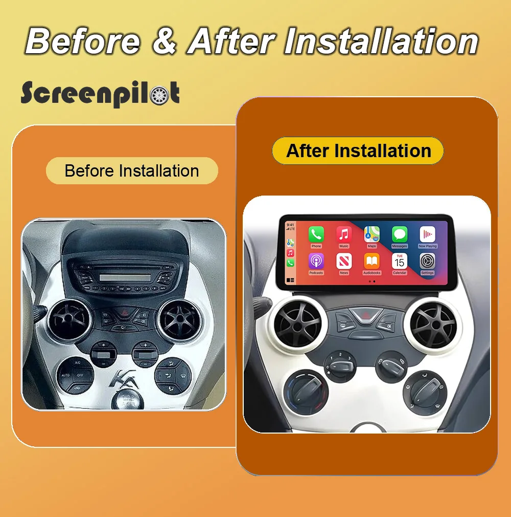 Android 16 For Ford Ka K2 2008-2014 Car Radio Stereo Head Unit CarPlay Auto radio Touch Screen GPS Navigation 4G wifi