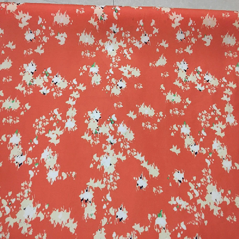 

Good Material Comfortable Silk Cotton Fabric Orange Color Fashion Design for Lady Shirt Underwear Suit