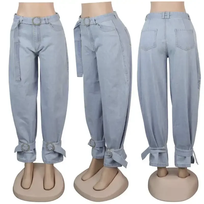 Pantalones vaqueros Mom de gran tamaño para mujer, Jeans Boyfriend informales de cintura alta, primavera y verano, 2024