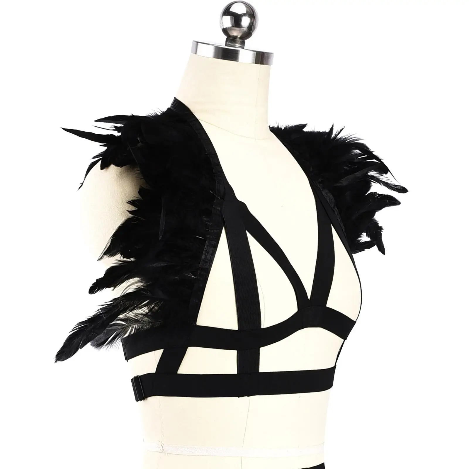 الهيئات تسخير الصدرية التصوير الملابس والاكسسوارات الهذيان القوطي كتاف الكتف الجناح Strappy لمهرجان كرنفال ملهى ليلي #1