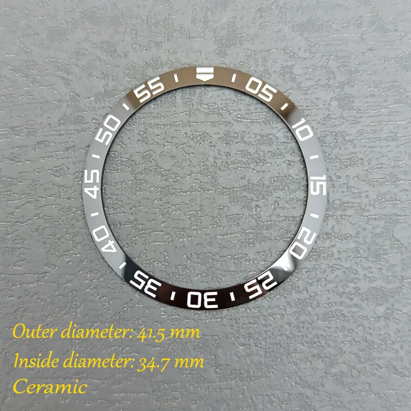 Bisel de cerámica inclinable de 41,5mm * 34,7mm, anillo de inserción con incrustaciones de caja de reloj, reemplazo enchufable de piezas de accesorios de reloj