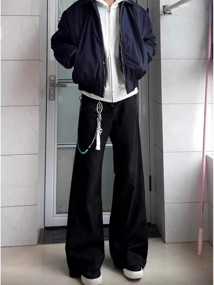 

Bla Bell Bot Jeans Men's Straight Leg Slimming Wide Leg Knife Long Pants High Street Vibe Sle Spring Autumn Casual Pants