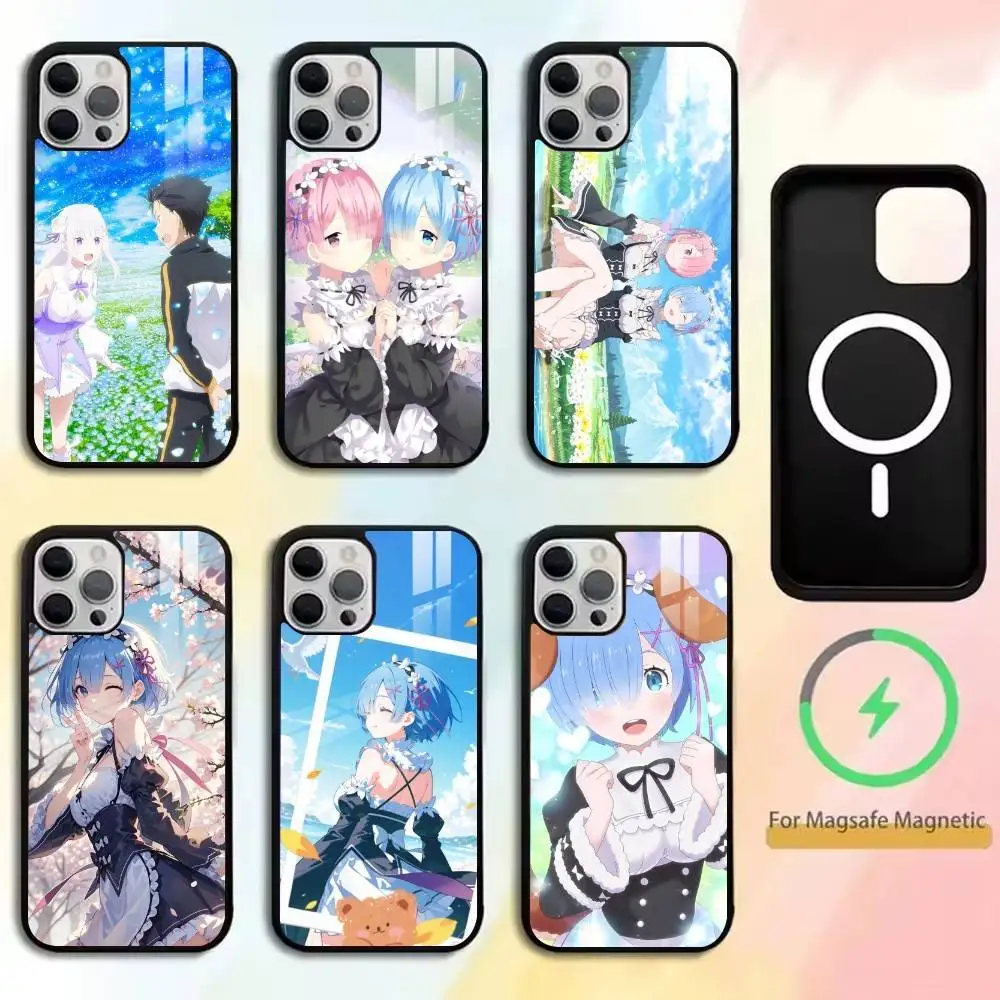 

Emilia-Natsuki Subaru-ReZero-Rem-Ram-Puck Phone Case For iPhone17,16,15,14,13,12,11 Plus,Pro Allows magnetic wireless charging