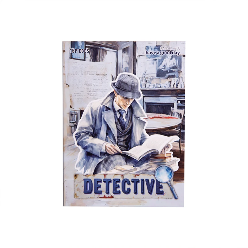 بطاقة عاشق 15 قطعة [سلسلة مجلة شيرلوك هولمز] أنماط مفصلة للمحقق شهم ملصقات ديكور لسكرابوكينغ