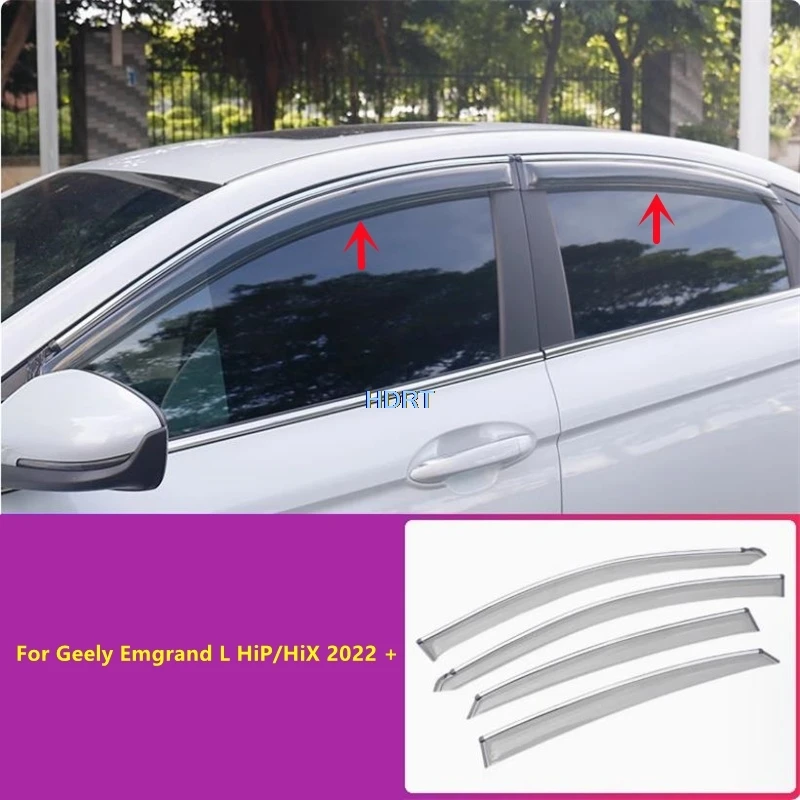 

For Geely Emgrand L HiP/HiX 2022 + Car Styling Side Window Visor Weather Shield Sun Rain Proof Eyebrow Shelter Cover Accessories